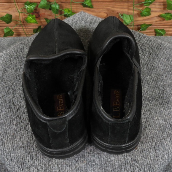 L.B. Evans Klondike Men\'s Slip-On Slippers Size 10 Black‎ Suede Cozy Indoor main image 6